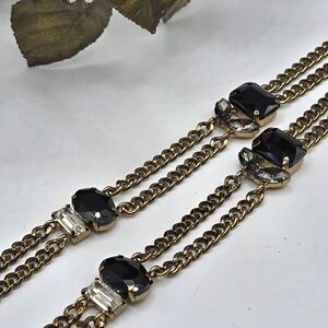 "5/$25" Ann Taylor LOFT Long Brasstone Black Bead Station Long Necklace 36"